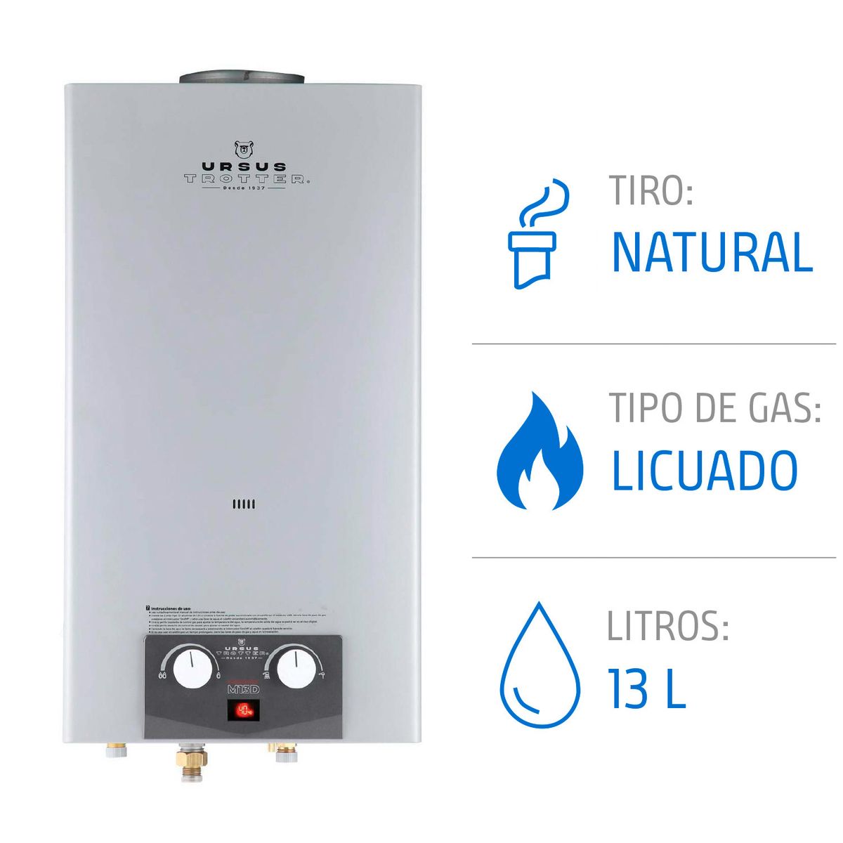 URSUS TROTTER - Calenfont Gas Licuado 13 Litros Tiro Natural Ionizado