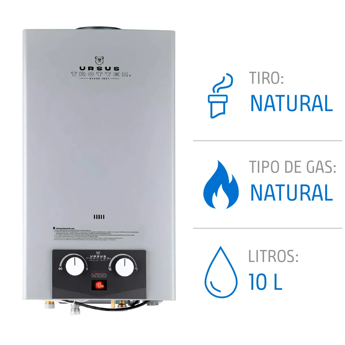 URSUS TROTTER - Calenfont Gas Natural 10 Litros Tiro Natural Ionizado