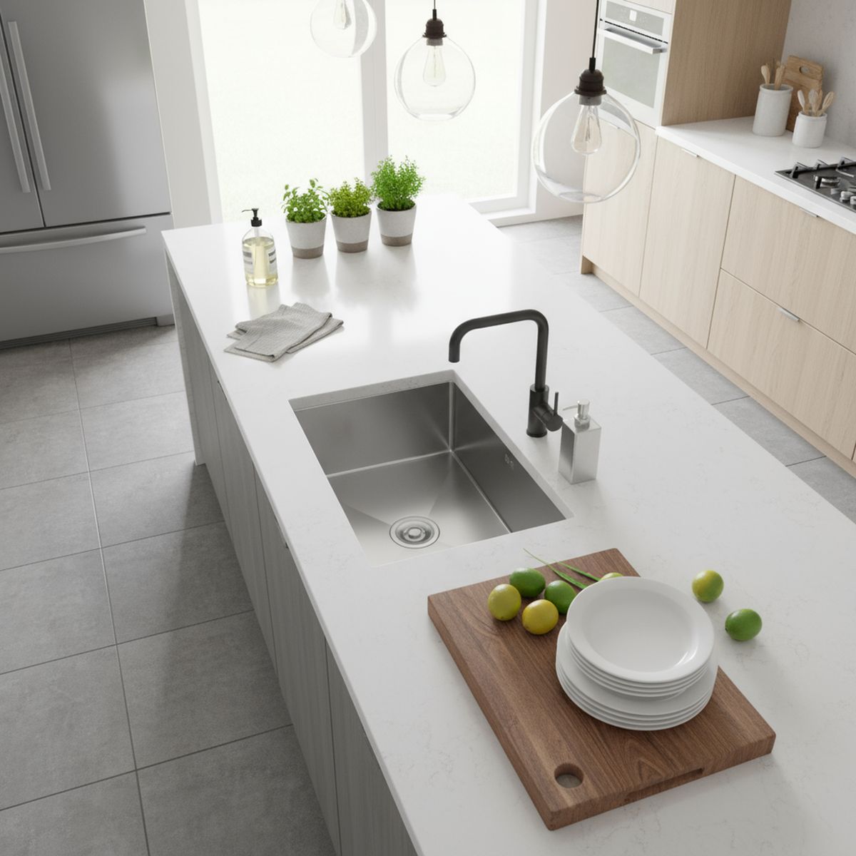 SPLENDID - Lavaplatos Empotrado Bajo Cubierta 1 Cubeta(s) 80x22x50 cm Acero inoxidable