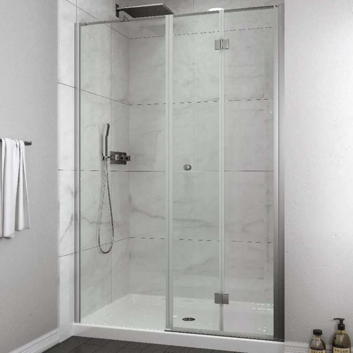 DUSCHY - Set Mampara Plegable Hoja Fija Cierre 110 CM