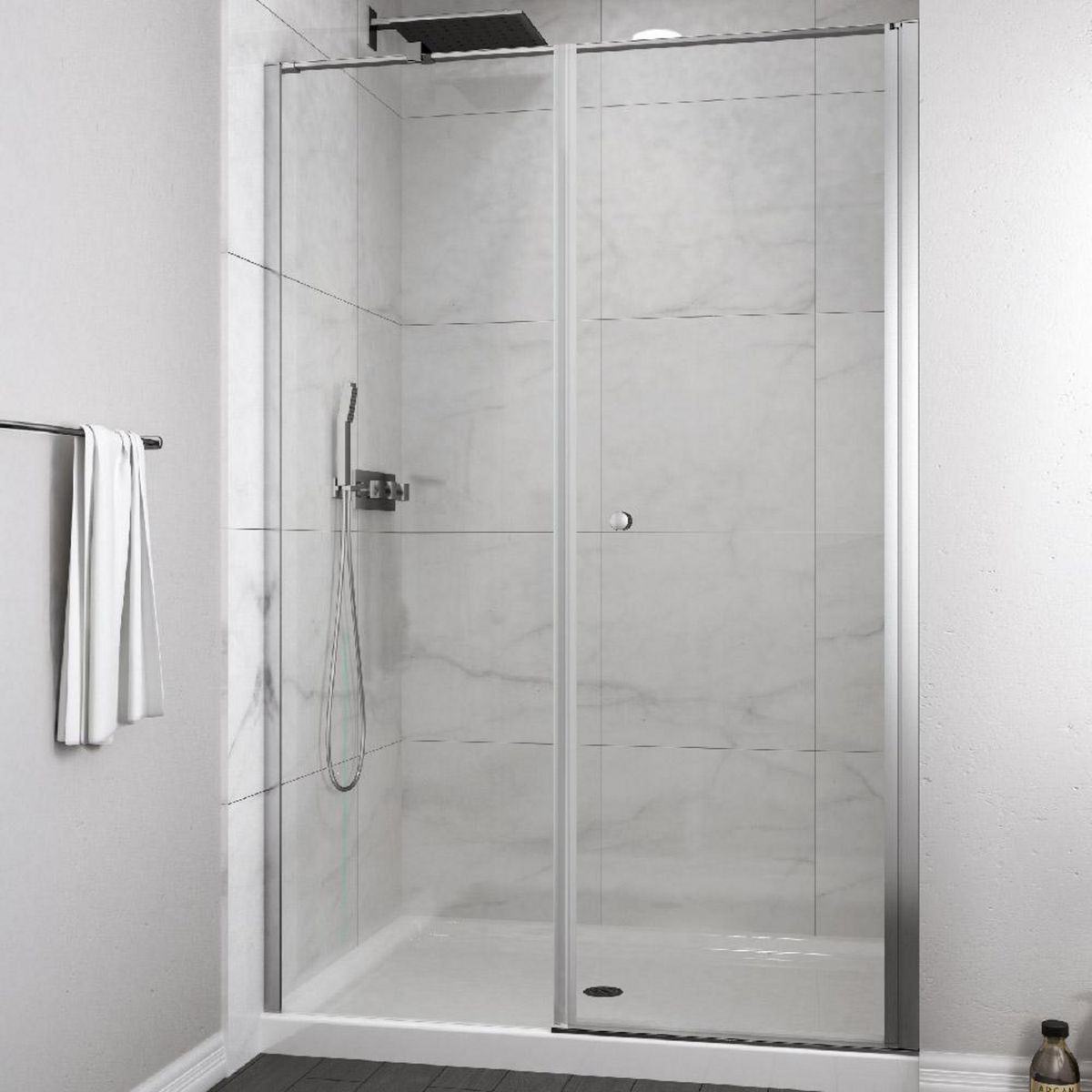 DUSCHY - Set Mampara Abatible Hoja Fija Cierre 130 Cm