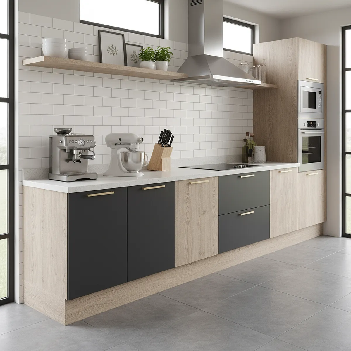 DUSCHY - Mueble Base sin Cubierta 2 Puertas Grafito