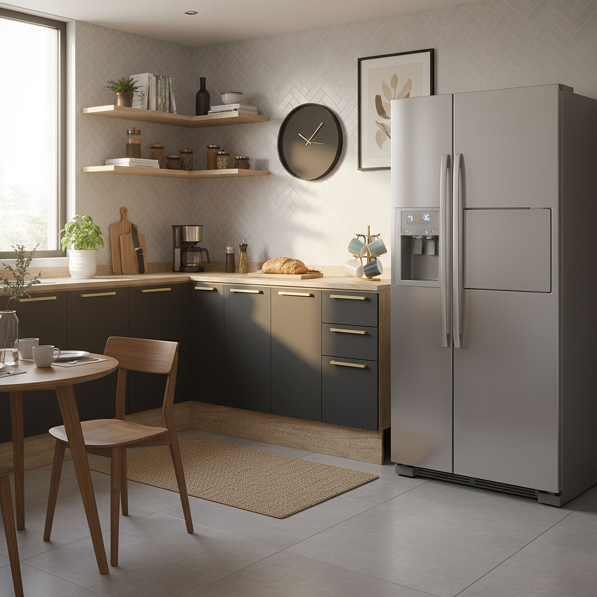 DUSCHY - Mueble Base con Cubierta 3 Puertas Y 2 Cajones Grafito