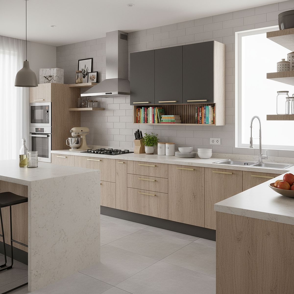 DUSCHY - Mueble Mural con Nicho 3 Puertas Grafito