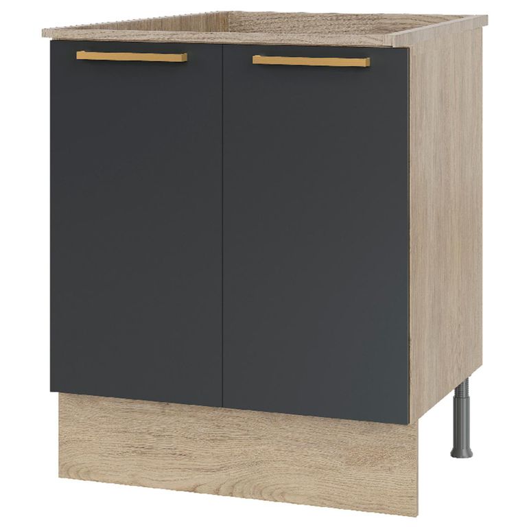 Mueble Base sin Cubierta 2 Puertas Grafito