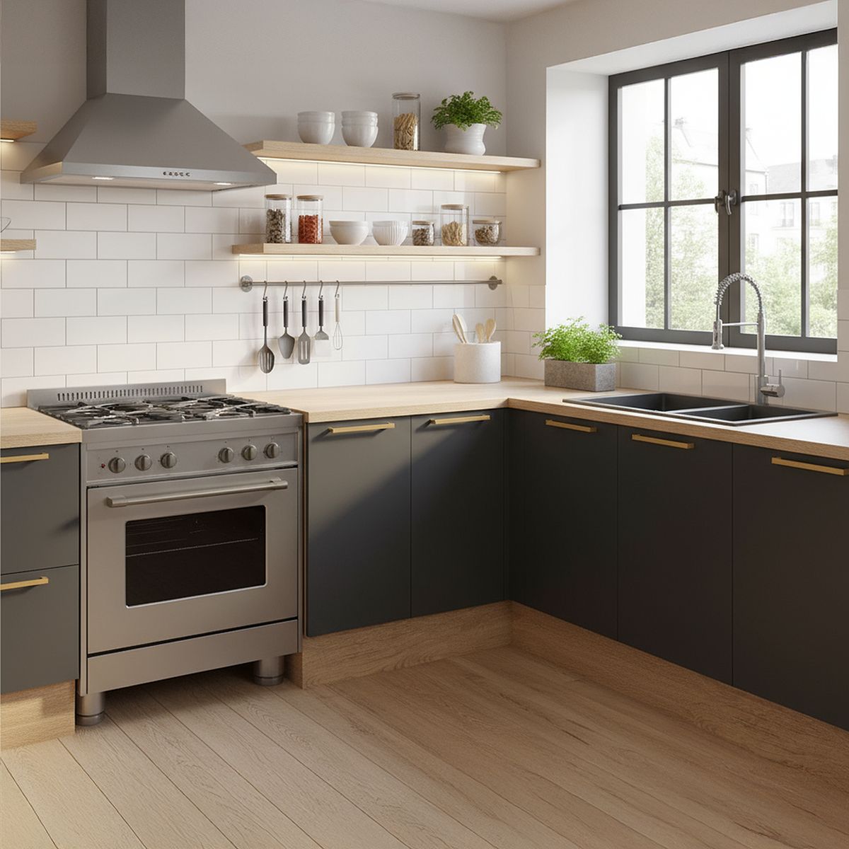 DUSCHY - Mueble Base sin Cubierta 2 Puertas Grafito