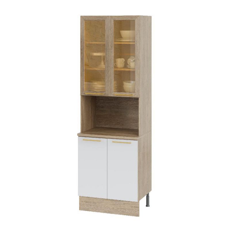 DUSCHY - Armario con Cubierta 2 Puertas Blanco con Vidrio