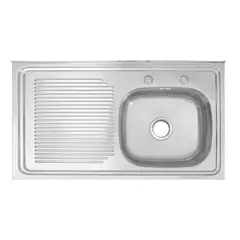 DUSCHY - Lavaplatos Sobreponer con Drenaje 1 Cubeta(s) 52x18x102 cm Acero inoxidable