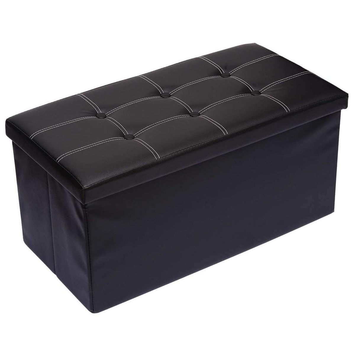 IMPORTADORA USA - Banco baúl otomano plegable ecocuero café