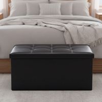 Banco baúl otomano plegable ecocuero café