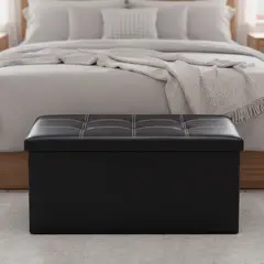 IMPORTADORA USA - Banco baúl otomano plegable ecocuero café