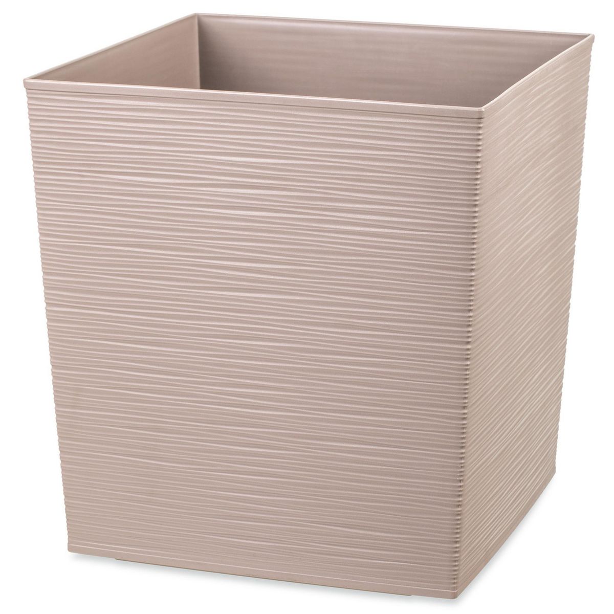 REYPLAST - Macetero Estilo Piedra Cuadrada de Plástico 30x30 cm Taupe