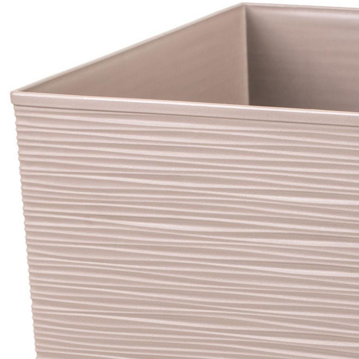REYPLAST - Macetero Estilo Piedra Cuadrada de Plástico 30x30 cm Taupe