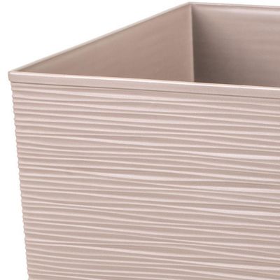 Imagen 2 del producto Macetero Estilo Piedra Cuadrada de Plástico 30x30 cm Taupe