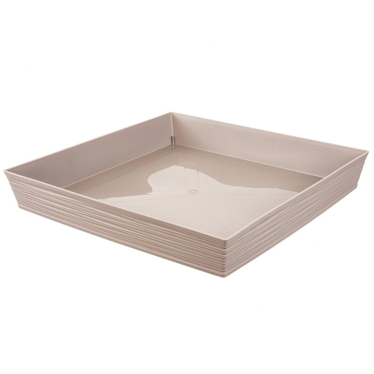 REYPLAST - Plato Macetero Cuadrado Estilo Piedra 30x30 cm Taupe