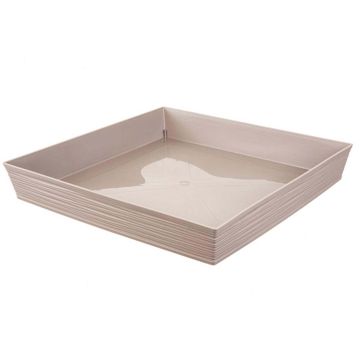 REYPLAST - Plato Macetero Cuadrado Estilo Piedra 25x25 cm Taupe
