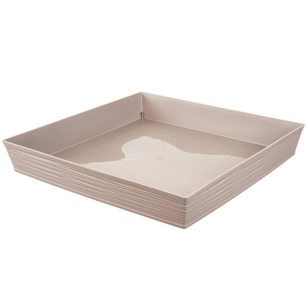 REYPLAST - Plato Macetero Cuadrado Estilo Piedra 40x40 cm Taupe
