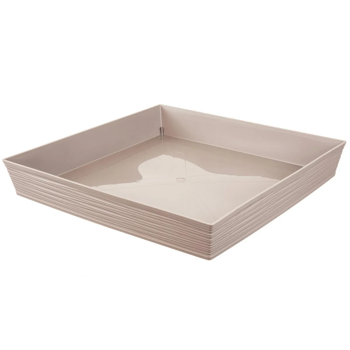 REYPLAST - Plato Macetero Cuadrado Estilo Piedra 40x40 cm Taupe