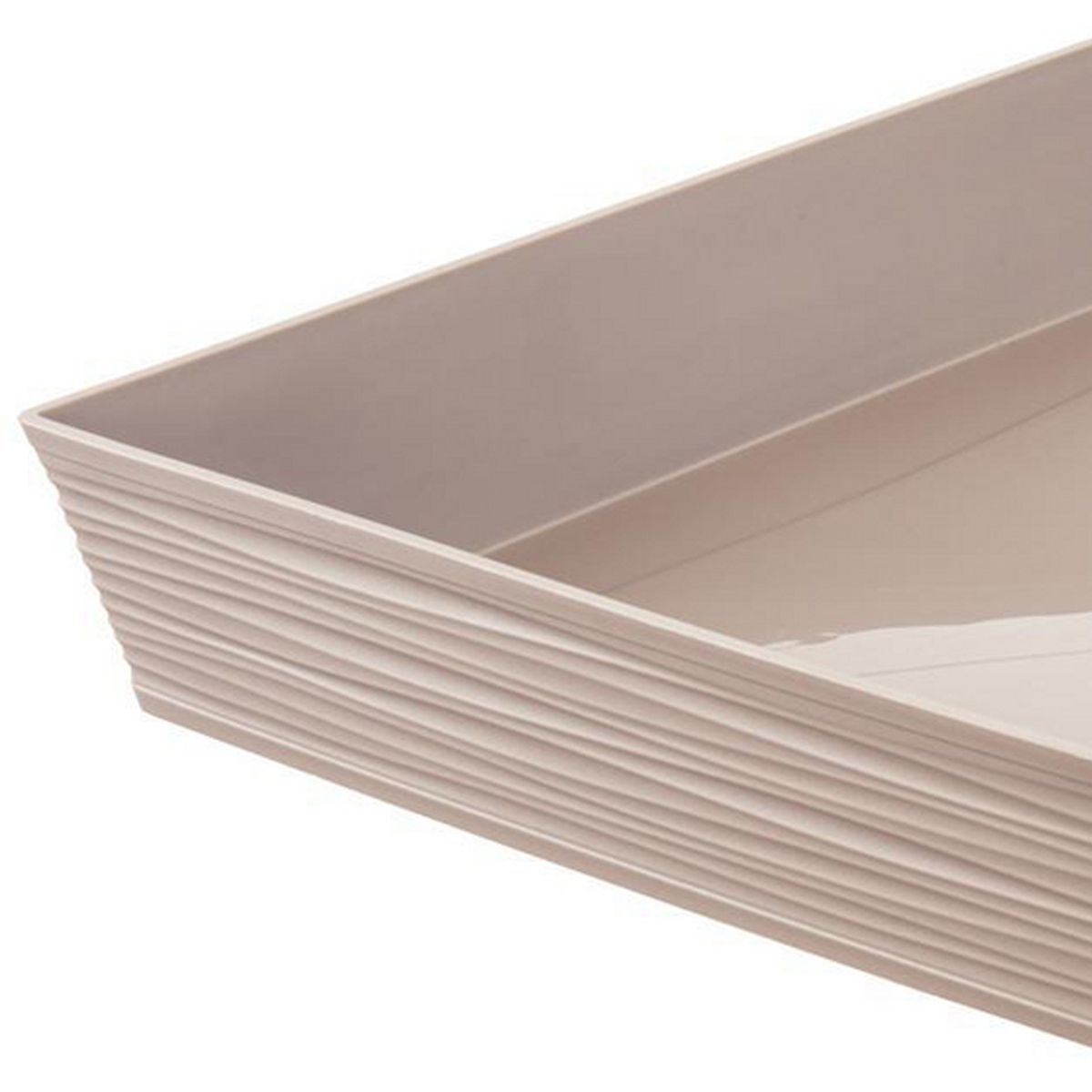 REYPLAST - Plato Macetero Cuadrado Estilo Piedra 40x40 cm Taupe