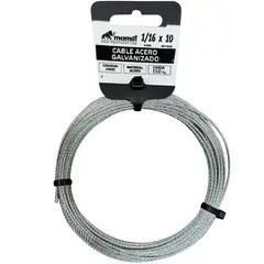 MAMUT - Cable de acero galvanizado 6x7 + FC diámetro 1/16 x 10 mt