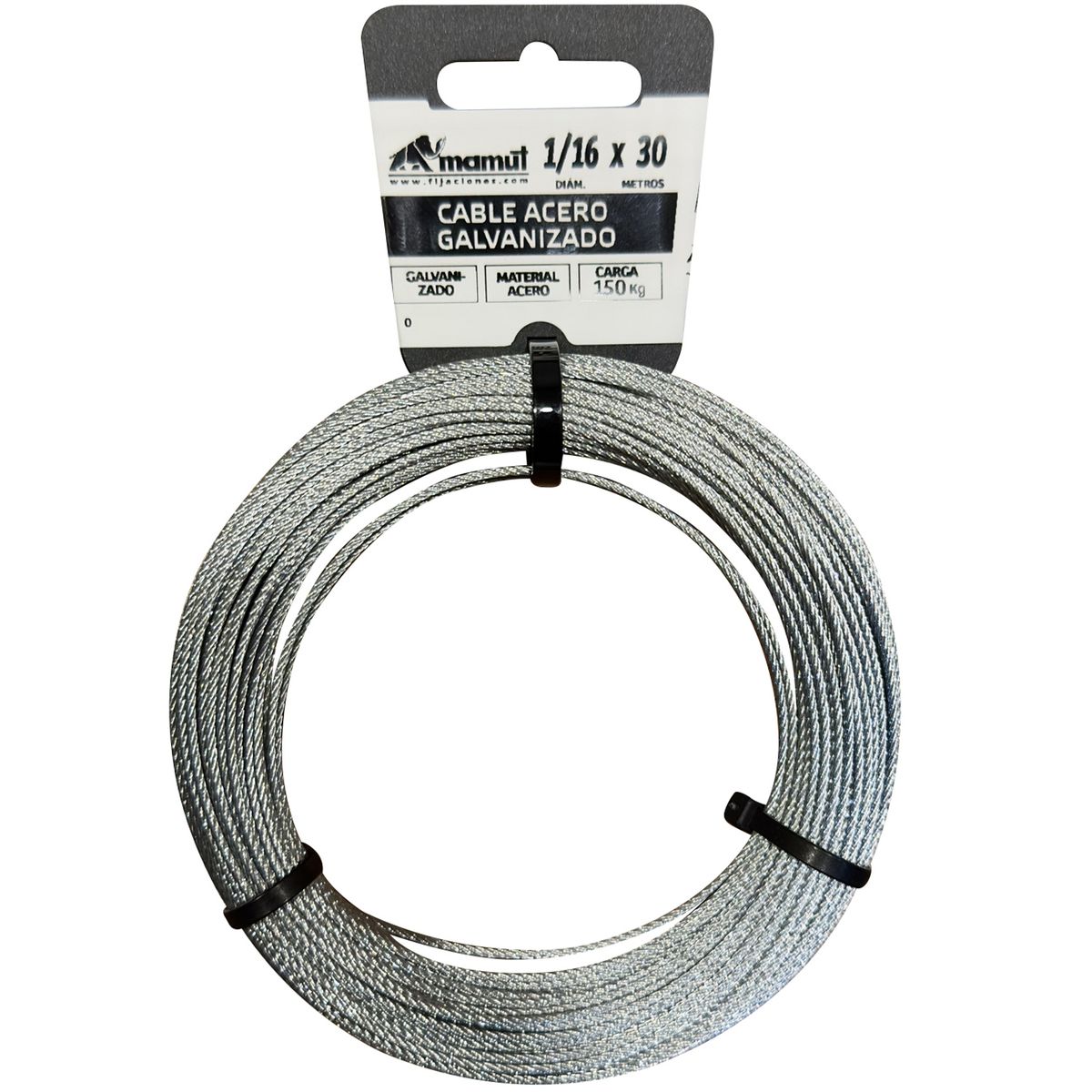 MAMUT - Cable Acero Galvanizado 6x7 + FC 1/16 " 30 m Galzanizado