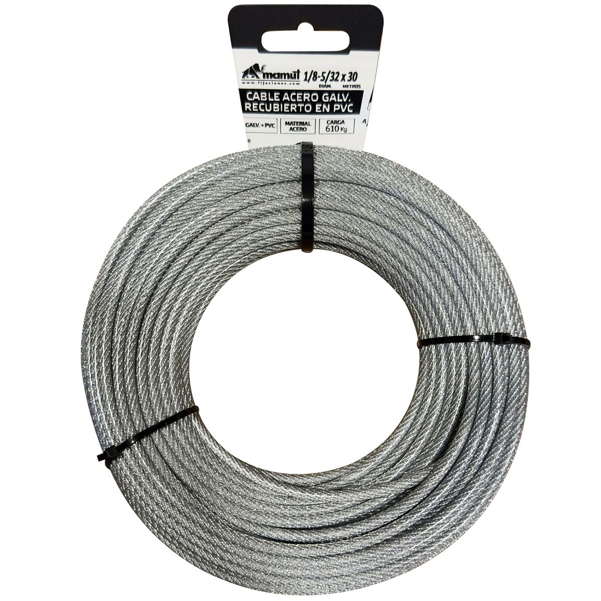 MAMUT - Cable de acero 6x7 + FC galvanizado recubierto PVC 1/8- 5/32x30 mt