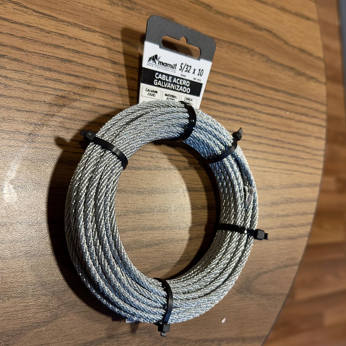MAMUT - Cable de acero galvanizado 6x7 + FC diámetro 5/32 x 10 mt