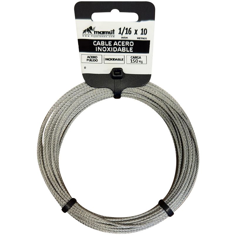MAMUT - Cable de acero 7x19 inoxidable 1/16 x 10 mt