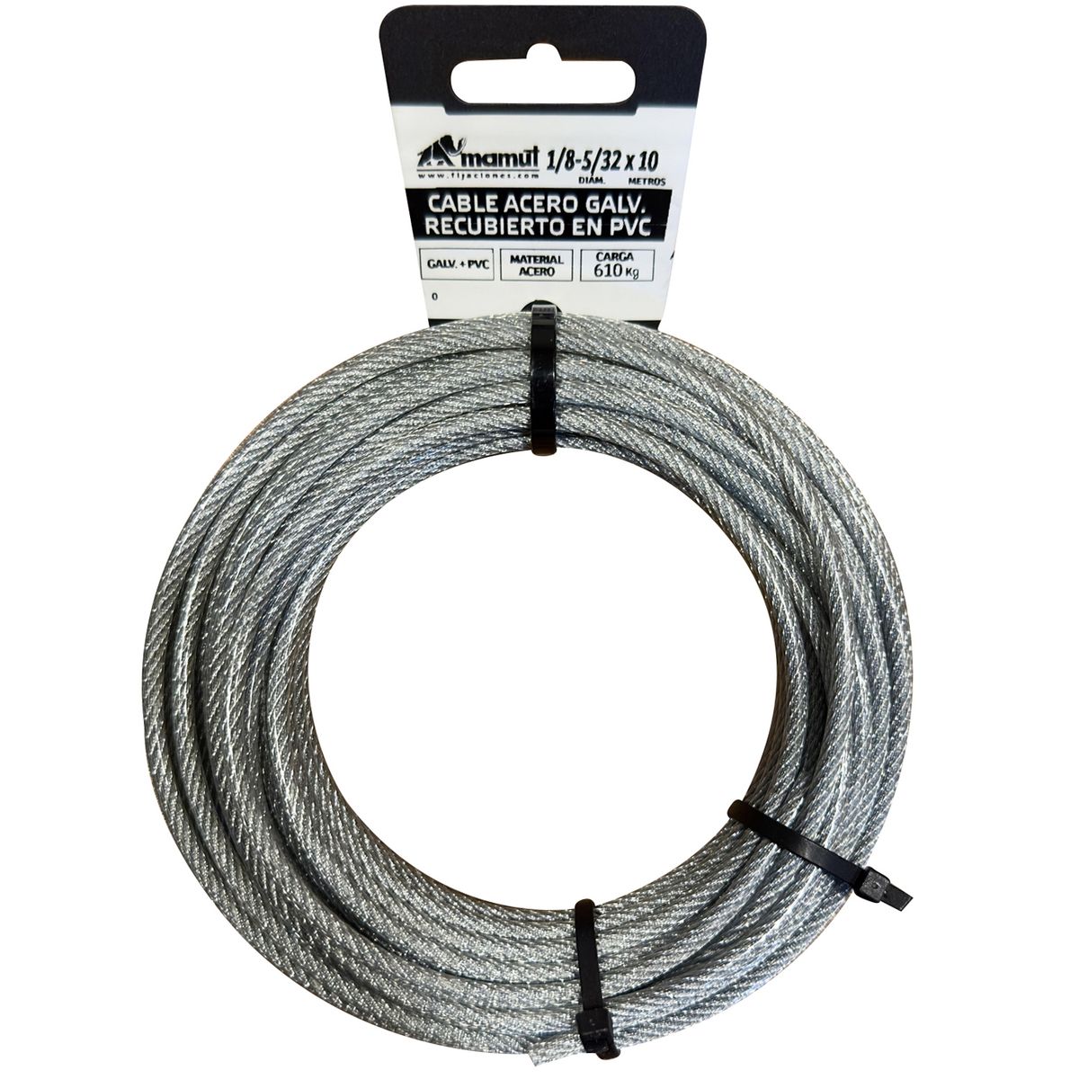 MAMUT - Cable de acero 6x7 + FC galvanizado recubierto PVC 1/8- 5/32x10 mt