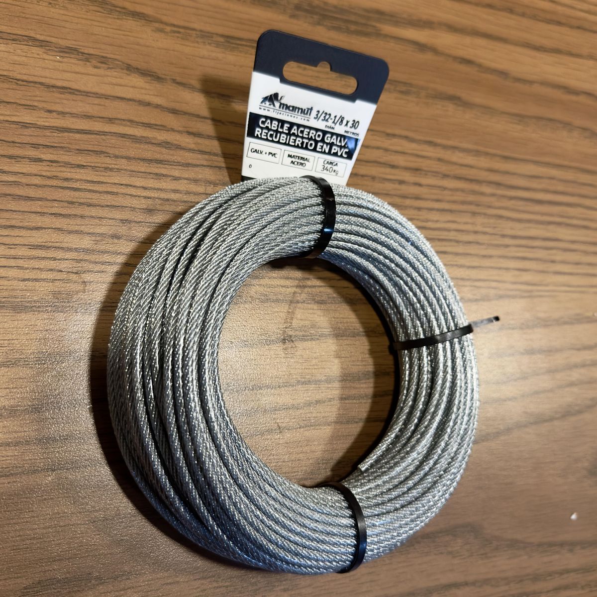 MAMUT - Cable de acero 6x7 + FC galvanizado recubierto PVC 3/32-1/8 x 30 mt