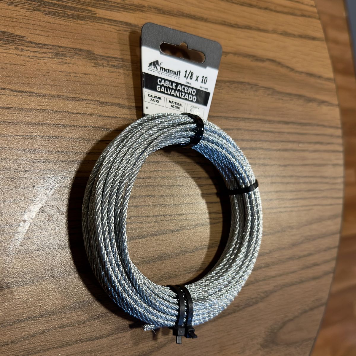 MAMUT - Cable de acero galvanizado 6x7 + FC diámetro 1/8 x 10 mt