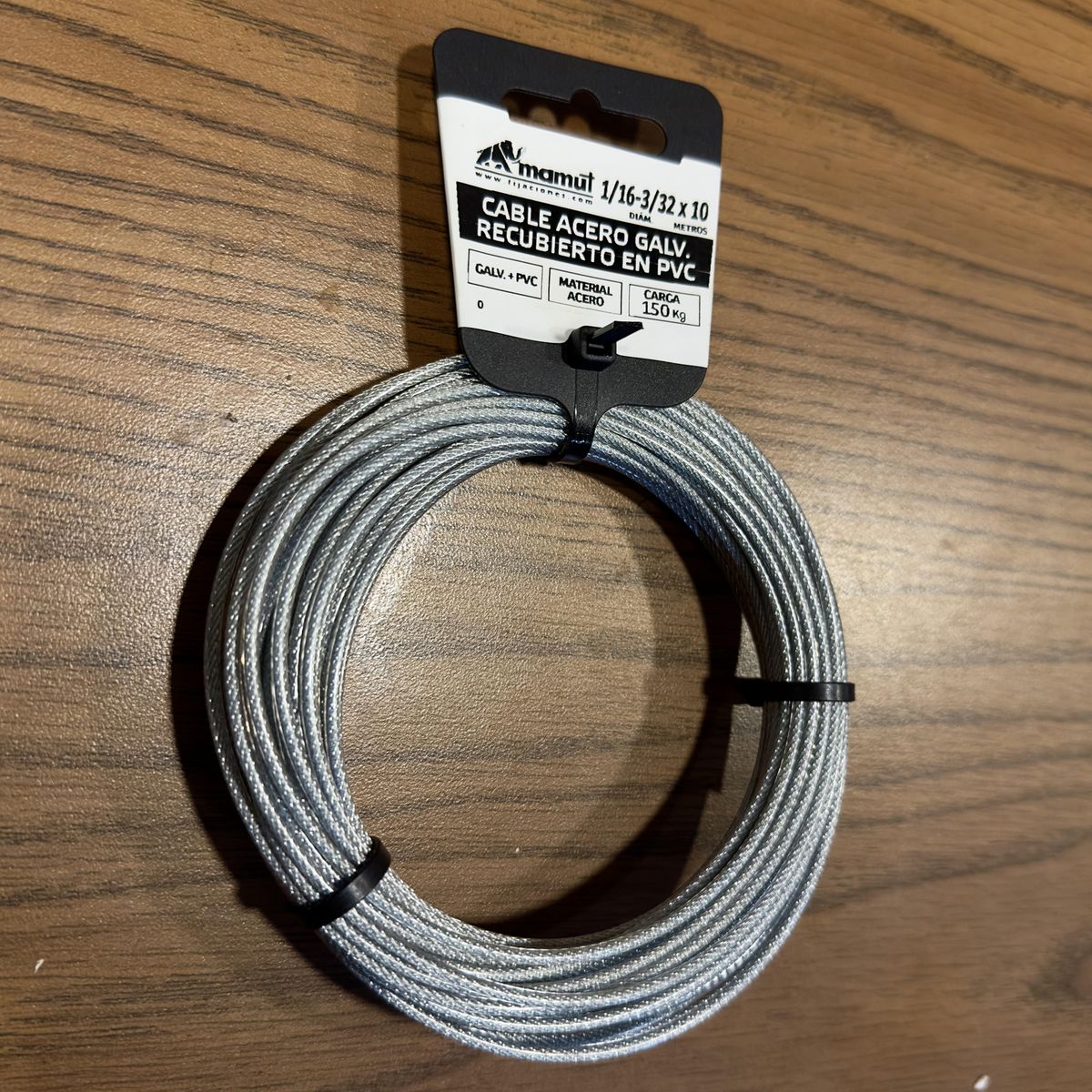 MAMUT - Cable de acero 6x7 + FC galvanizado recubierto PVC 1/16-3/32x10 mt