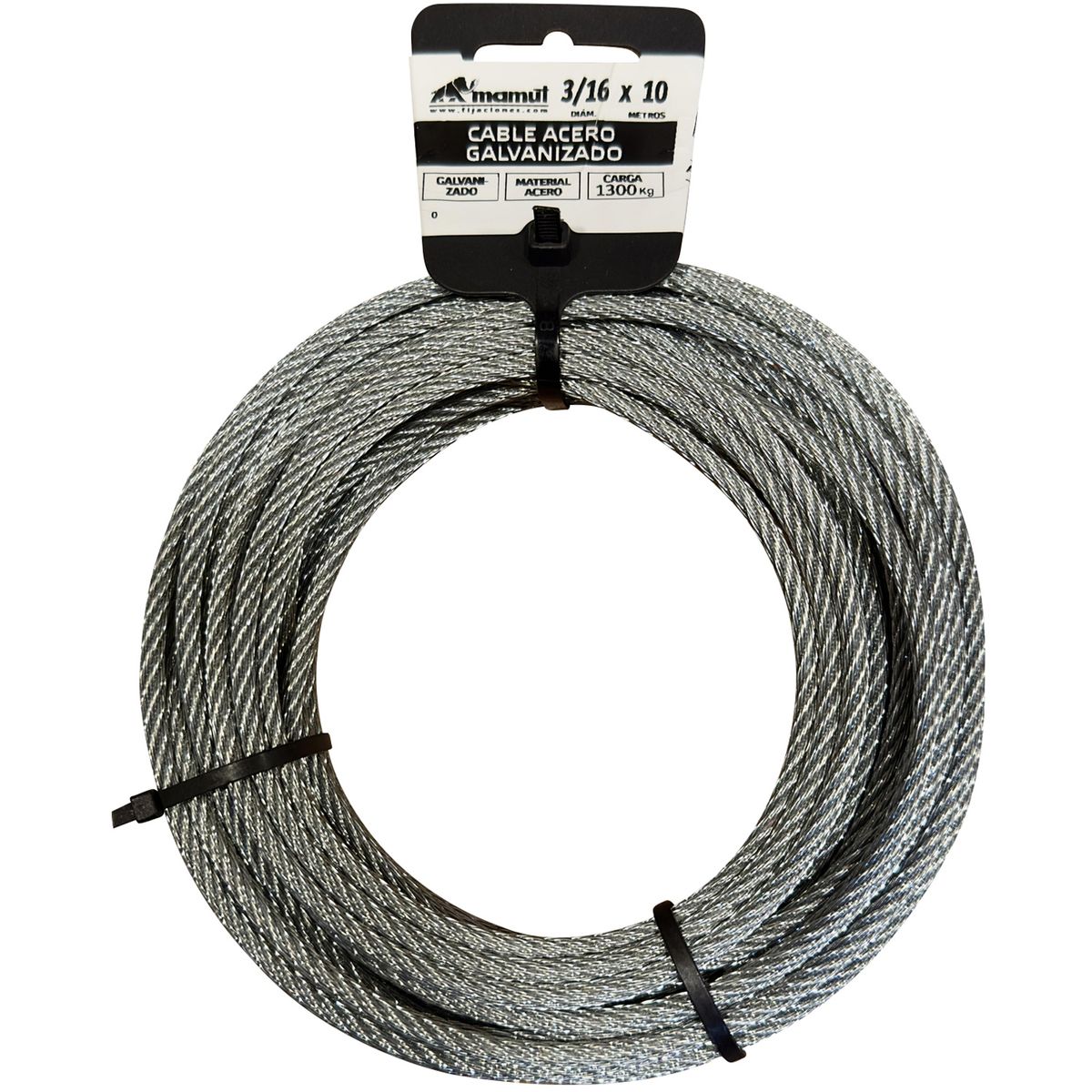 MAMUT - Cable de acero galvanizado 6x7 + FC diámetro 3/16 x 10 mt