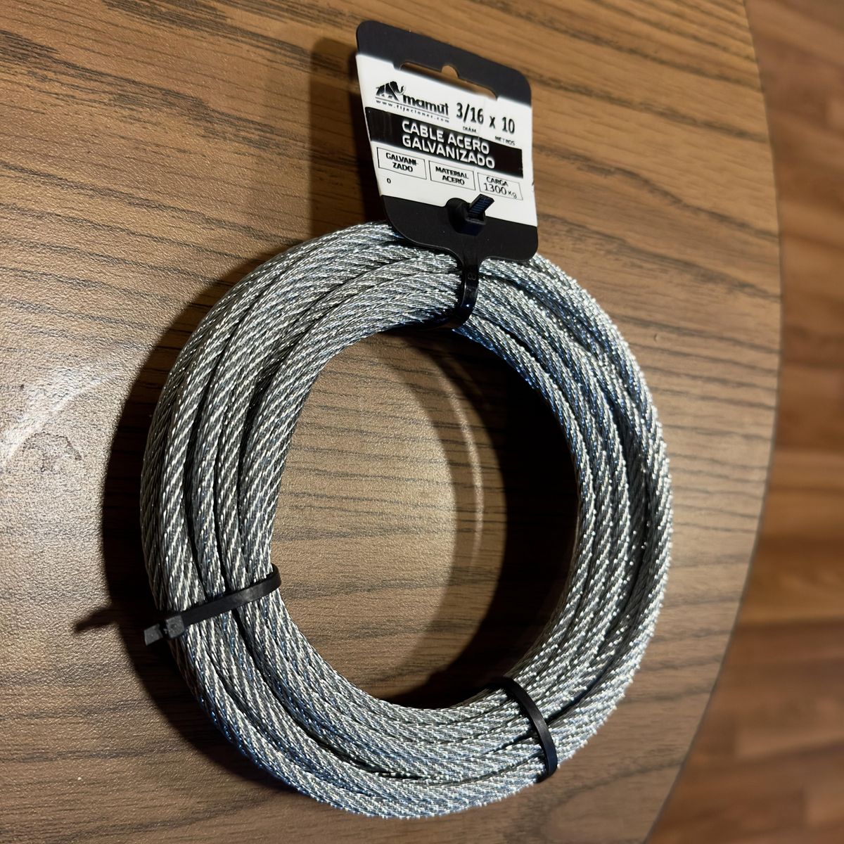MAMUT - Cable de acero galvanizado 6x7 + FC diámetro 3/16 x 10 mt
