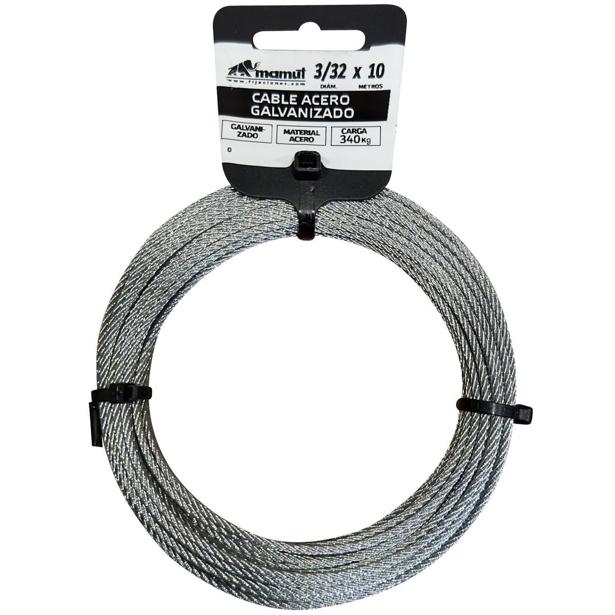 MAMUT - Cable de acero galvanizado 6x7 + FC diámetro 3/32 x 10 mt