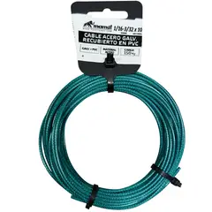 MAMUT - Cable de acero 6x7 + FC galvanizado recub. PVC Ver 1/16-3/32 x 10 mt