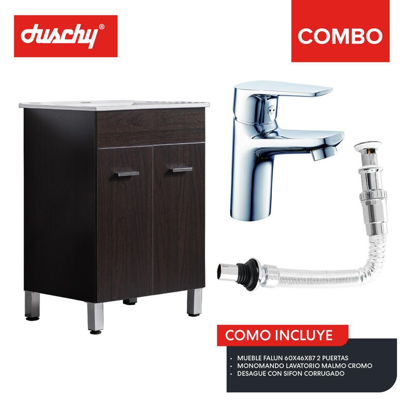 DUSCHY - Mueble Baño Falun Coigue Chocolate 46x87x61 cm