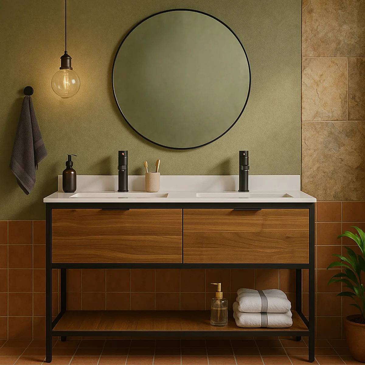 DUSCHY - Mueble Baño Agata Roble Caramel 56x87x124 cm