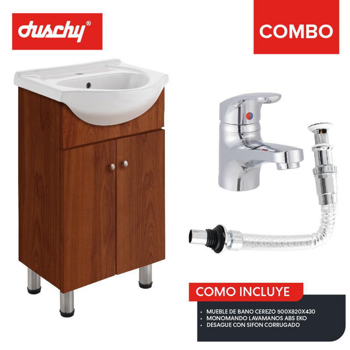 DUSCHY - Mueble Baño Cerezo 82x43x50 cm
