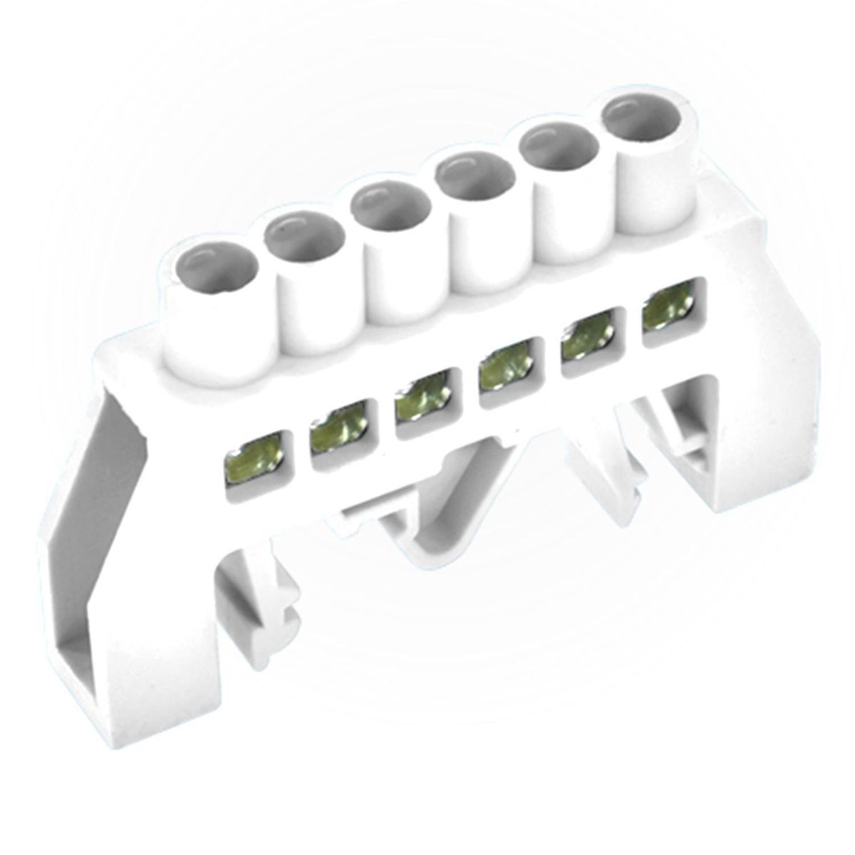 LEXO - Barra bronce aislada para riel din blanca de 6 polos