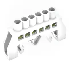LEXO - Barra bronce aislada para riel din blanca de 6 polos