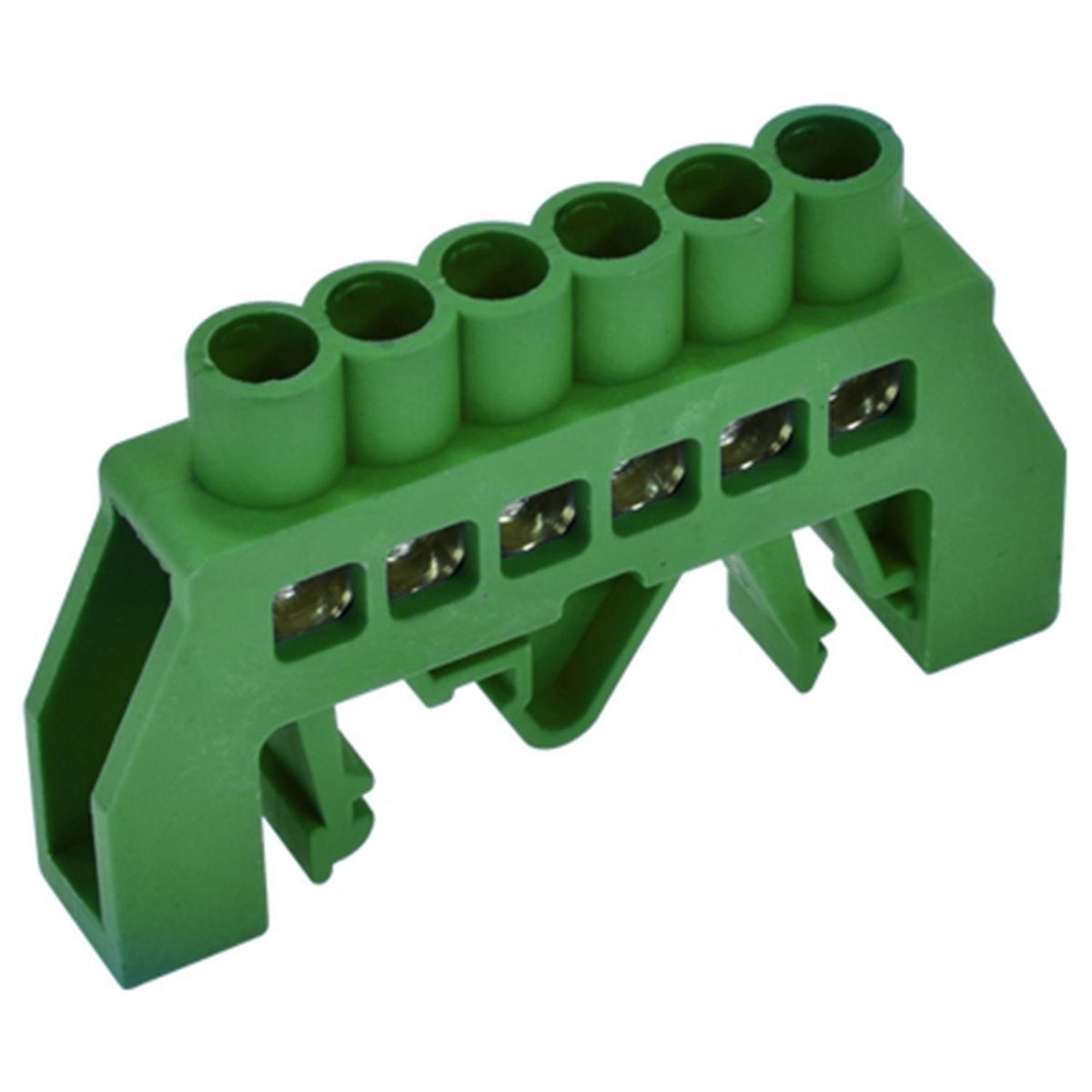 LEXO - Barra bronce aislada para riel din verde de 6 polos