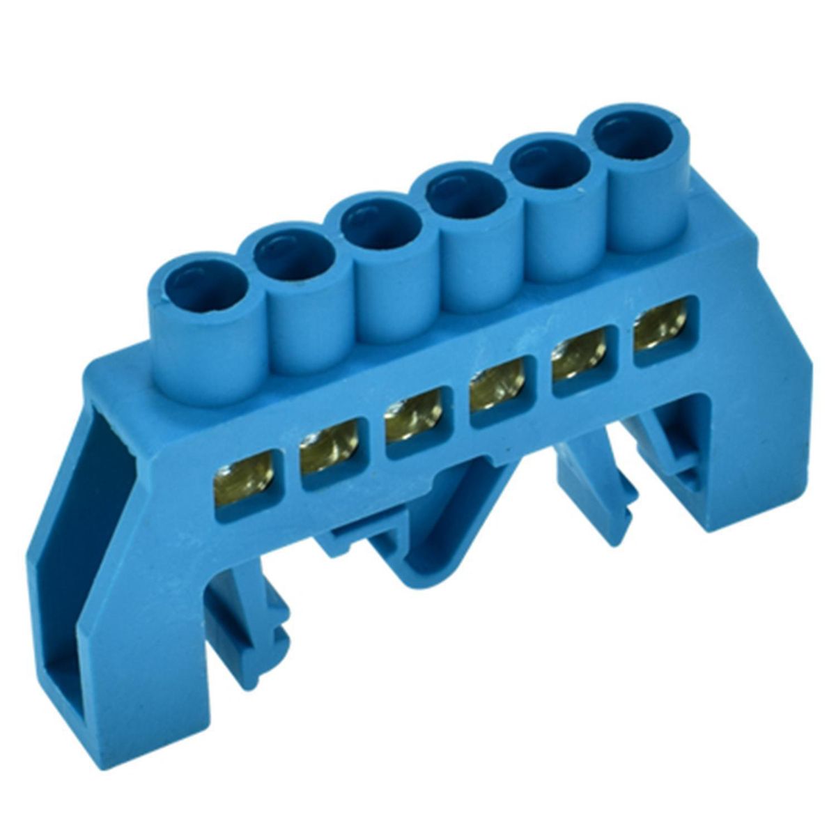 LEXO - Barra bronce aislada para riel din azul de 6 polos