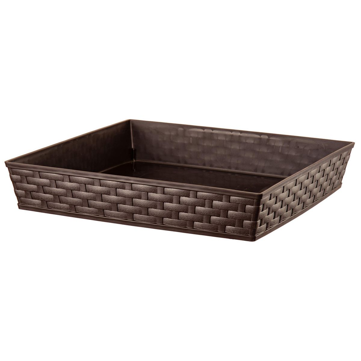 REYPLAST - Plato macetero cuadrado estilo ratán 30x30 cm