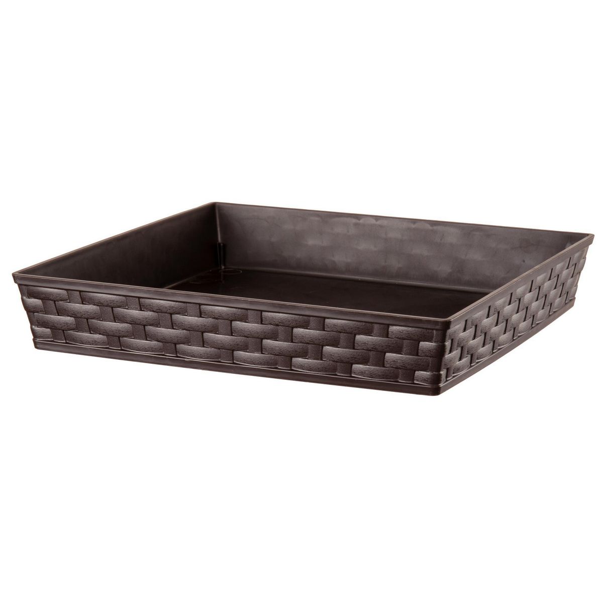REYPLAST - Plato macetero cuadrado estilo ratán 25x25 cm