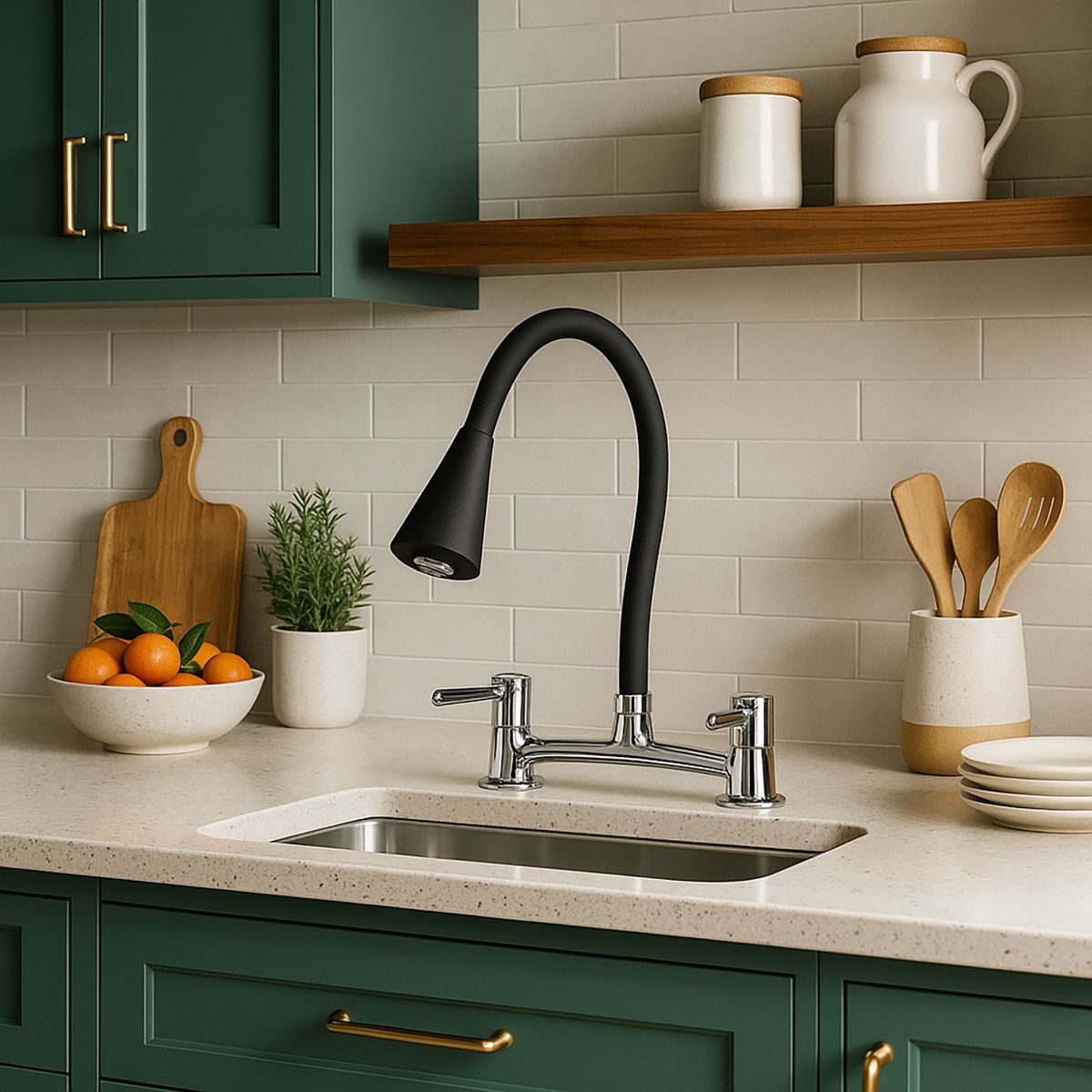 STRETTO - Monomando Lavaplato Ferrara Cromo con Negro Mate