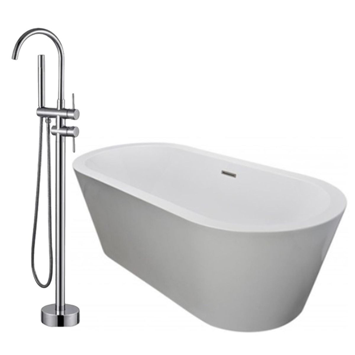 TEBISA - Tina Isla con Monomando Pedestal 168.5x81 cm Elongada Metacrilato