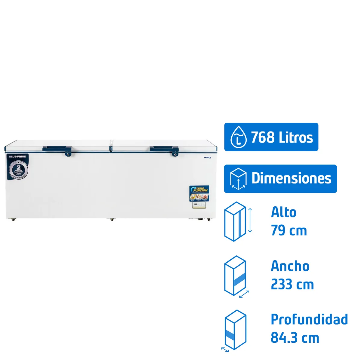 VENTUS - Conservadora Industrial Frío Directo 768 Litros Blanco CTD-850 PRIME