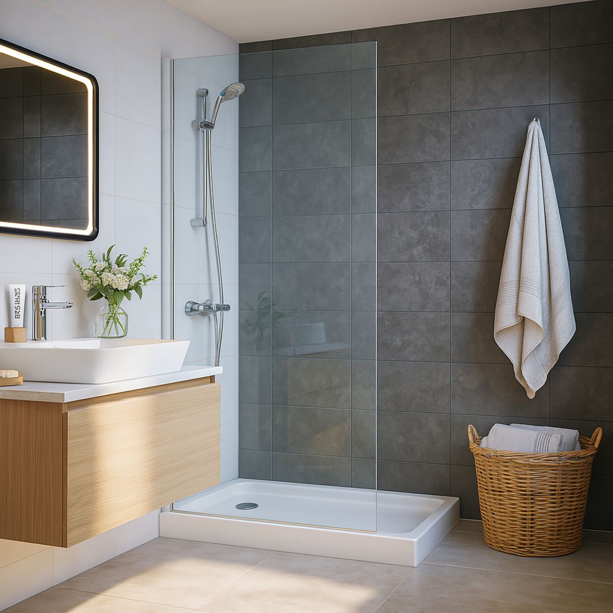 STRETTO - Mampara Fija 80 x 185 cm Vidrio Templado