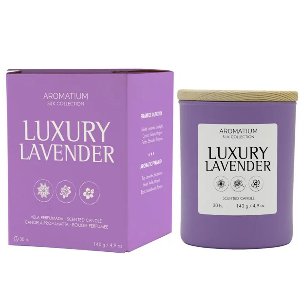 GENERICO - Vela vidrio Silk Collection, luxury lavender 8x7cm